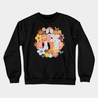 6th Birthday Retro Groovy Shirt, Six Is a Vibe 6 Year Old Birthday Crewneck Sweatshirt